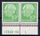 West Germany: Heuss 10 Pf. MNH HAN Pair